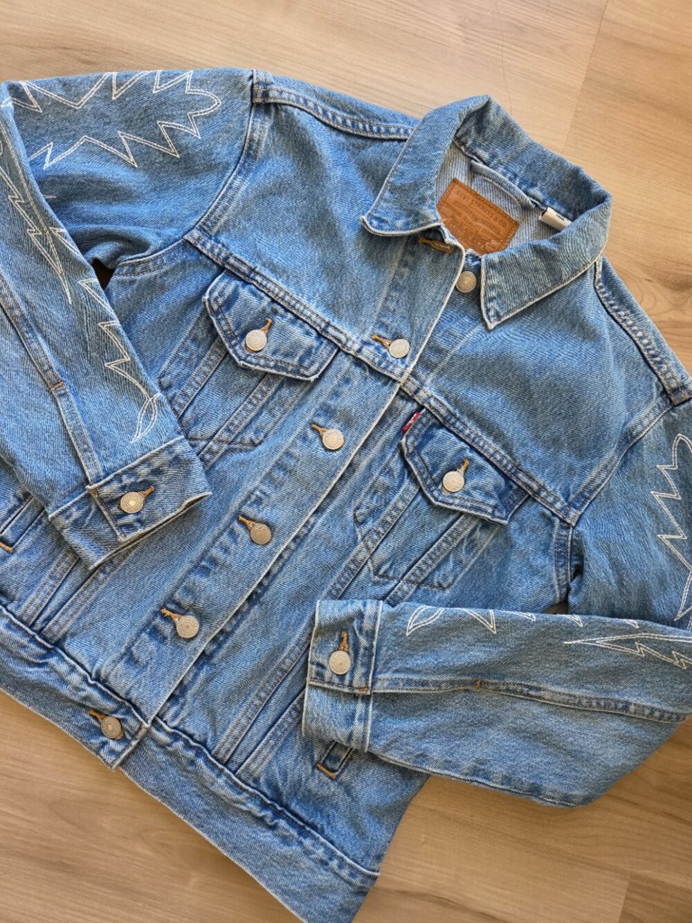 Levi Strauss Sz Womens Denim Jacket Western Stitched Sz XS Blue